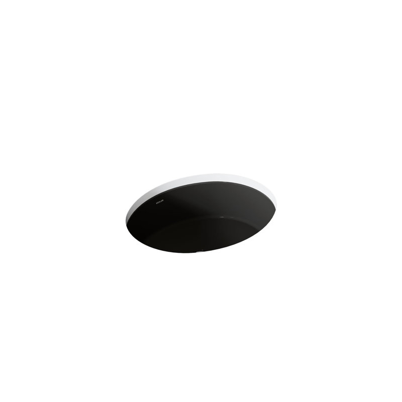 Lavabo de salle de bain ovale encastré en céramique avec trop-plein Verticyl, Noir