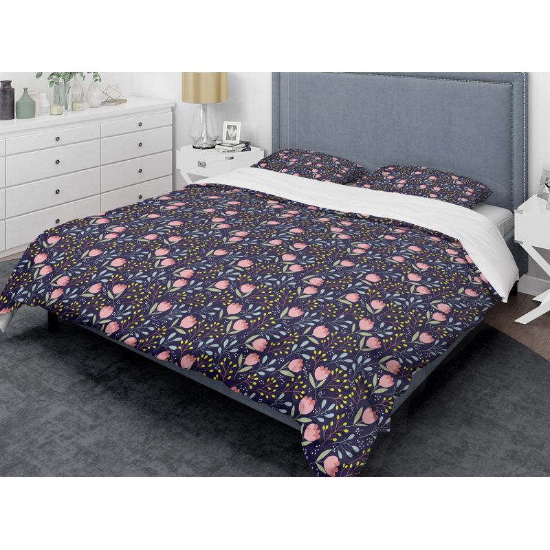 Ensemble de housse de couette ferme en microfibre mauve à la main, Housse simple + 1 taie décorative