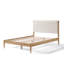 Élégante base de lit en bois avec tête de lit tapissier en chenille, design Mid-Century pour le confort et la durabilité