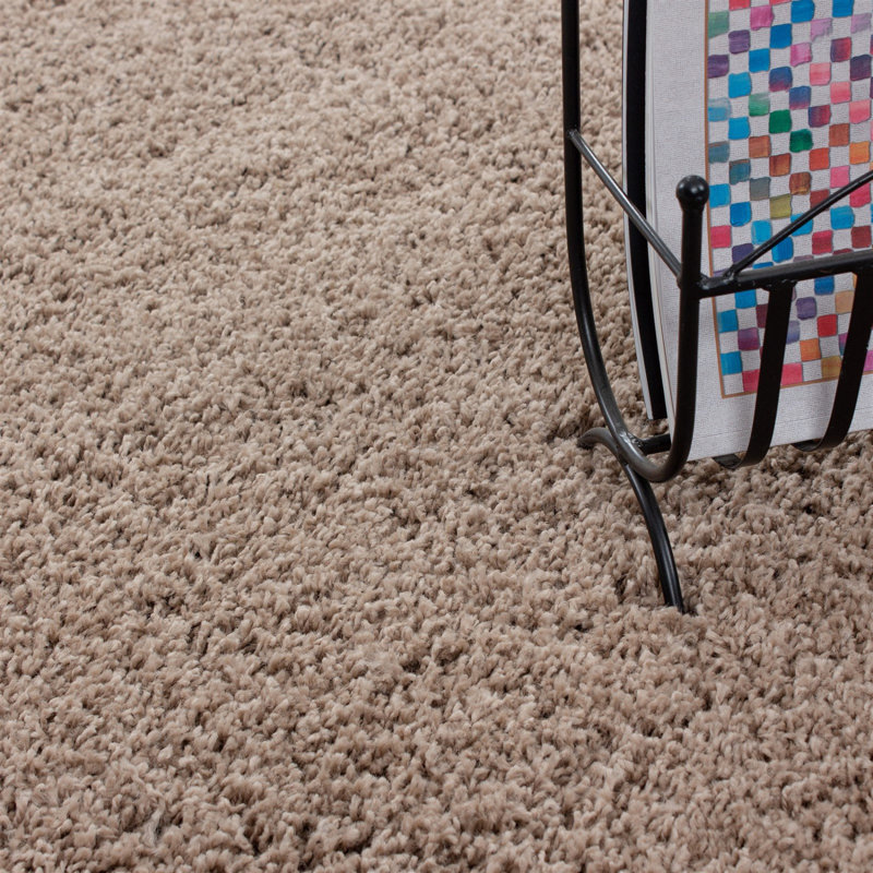 Tapis beige en polypropylène tissé à la machine Dolloff, Rond 3 pi 11 po