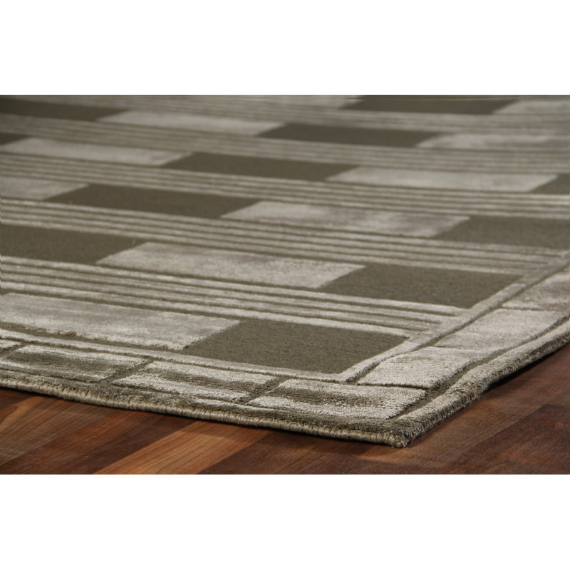 Metro-Velvet Geometric Area Rug in Khaki, Rectangle 10' x 14'