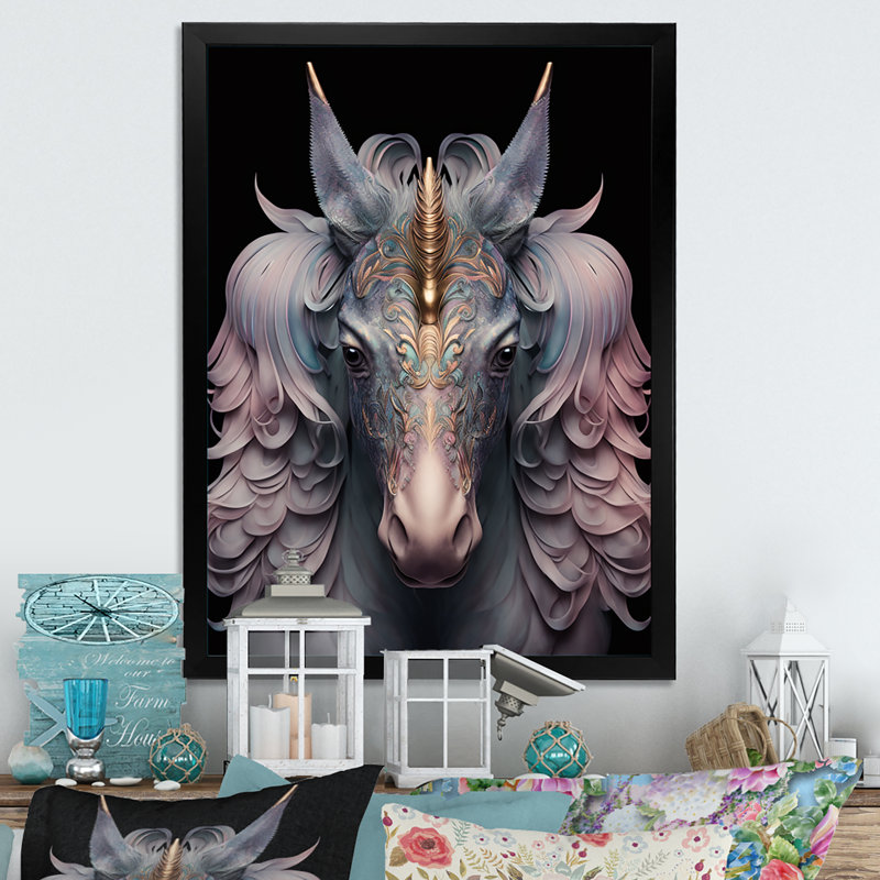 «Beautiful Portrait of a Unicorn III», reproduction sur toile, H 20 po x l 12 po x P 1 po