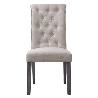 Chaise d'appoint en lin beige et gris, ensemble de 2