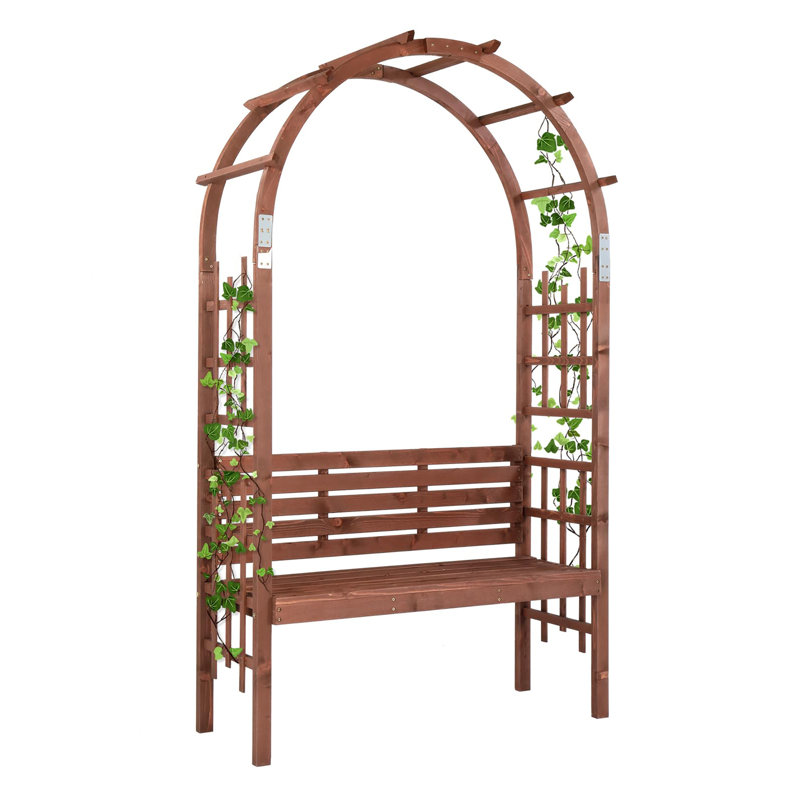 117cm W x 46cm D Solid Wood Arbour in Brown