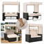 Ensemble de 2 chaises longues d'extérieur en rotin brun et tissu beige-1116315279-1116315276
