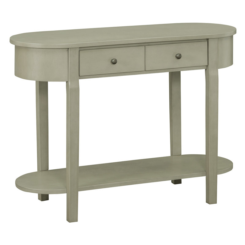 Elegant Retro Console Table with Curved Design and Smooth Glaze for Entryways, Grey