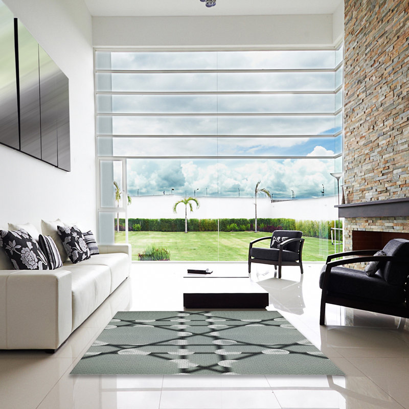 Tapis gris tissé à la machine, Carré 8 pi