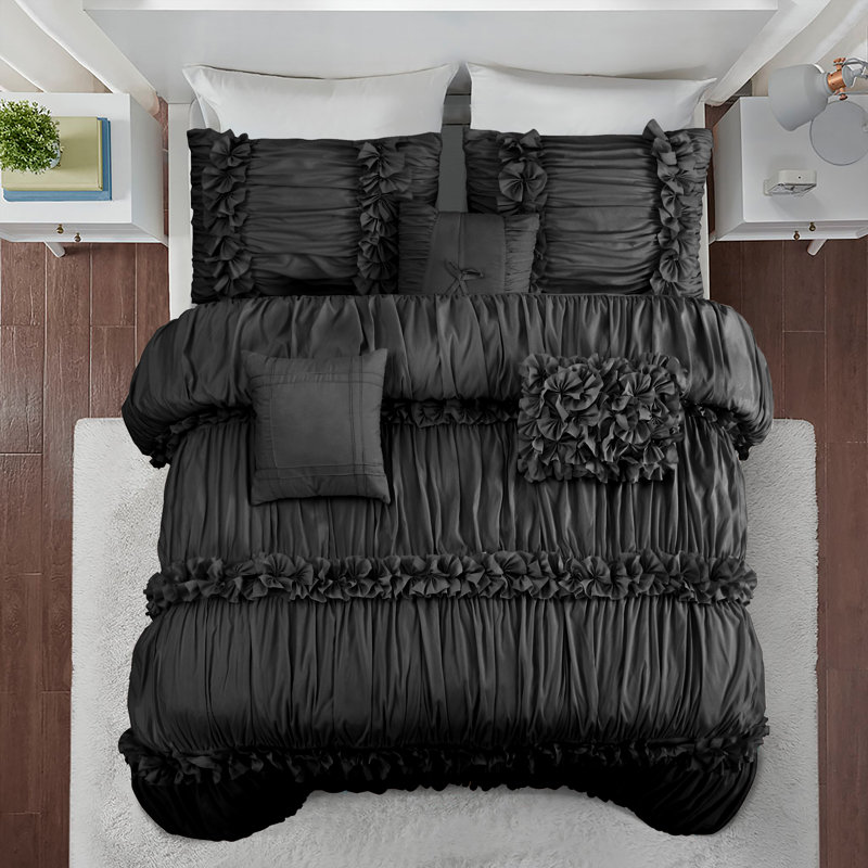 Farmhouse / Country Polyester Comforter, Queen Comforter + 6 Additional Pieces, White