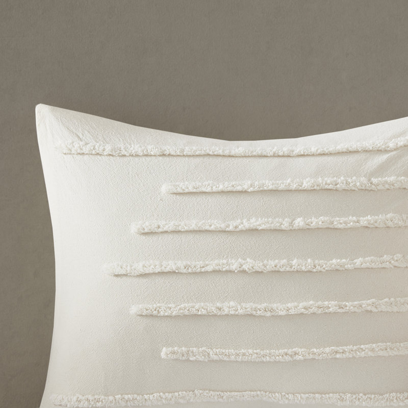 Ensemble d'édredon en chenille de coton Mercer, Édredon très grand/très grand californien + 2 t, Ivoire ivoire