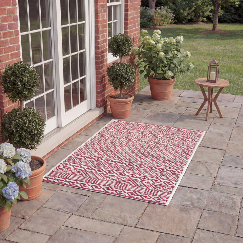 Tapis intérieur / extérieur rouge Messick, Rectangle 2 pi x 3 pi 7 po
