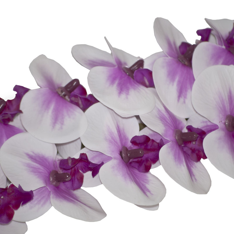 Tige d’orchidée en japonais artificiel, Blanc et mauve