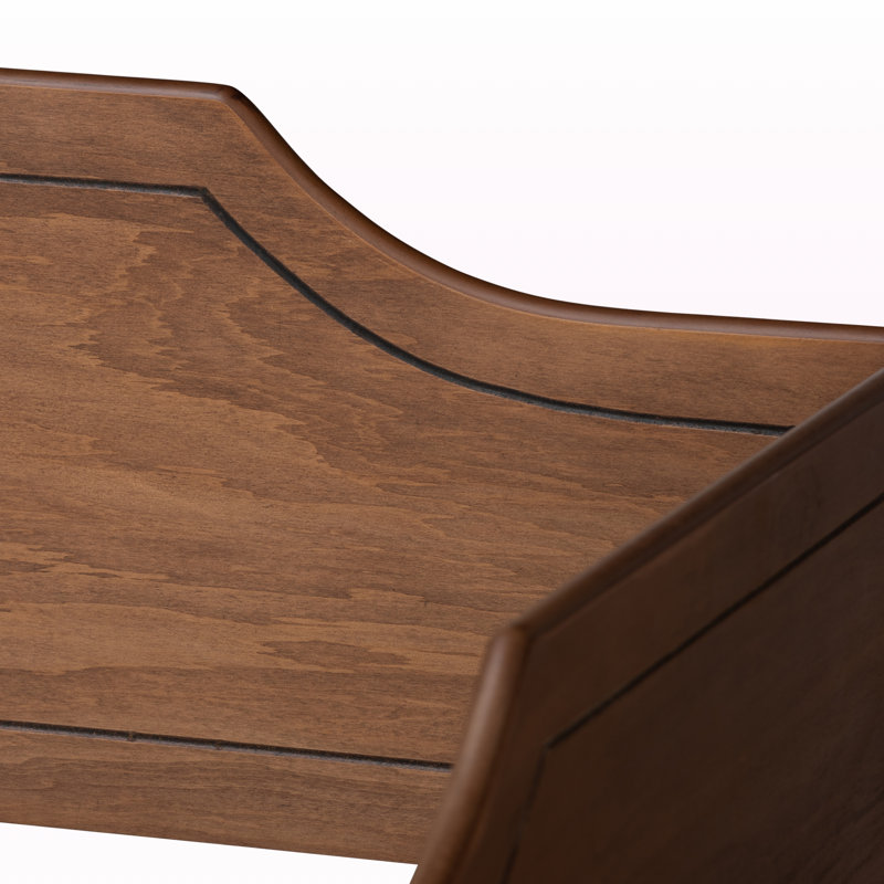 Lit de jour avec couchette en bois massif, Lit double, Brun