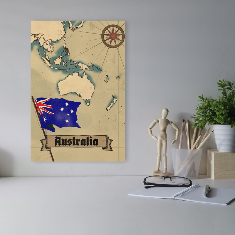 Art mural rétro, carte de l'Australie rétro