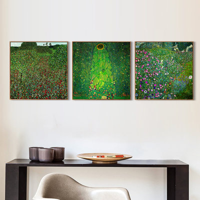 Ensemble de 3 toiles encadrées par Gustav Klimt Wall Art Series # 10 Living Room Home Office Decorations