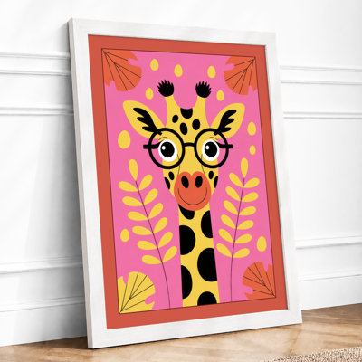 Giraffe In Golden Ferns Boho - Print