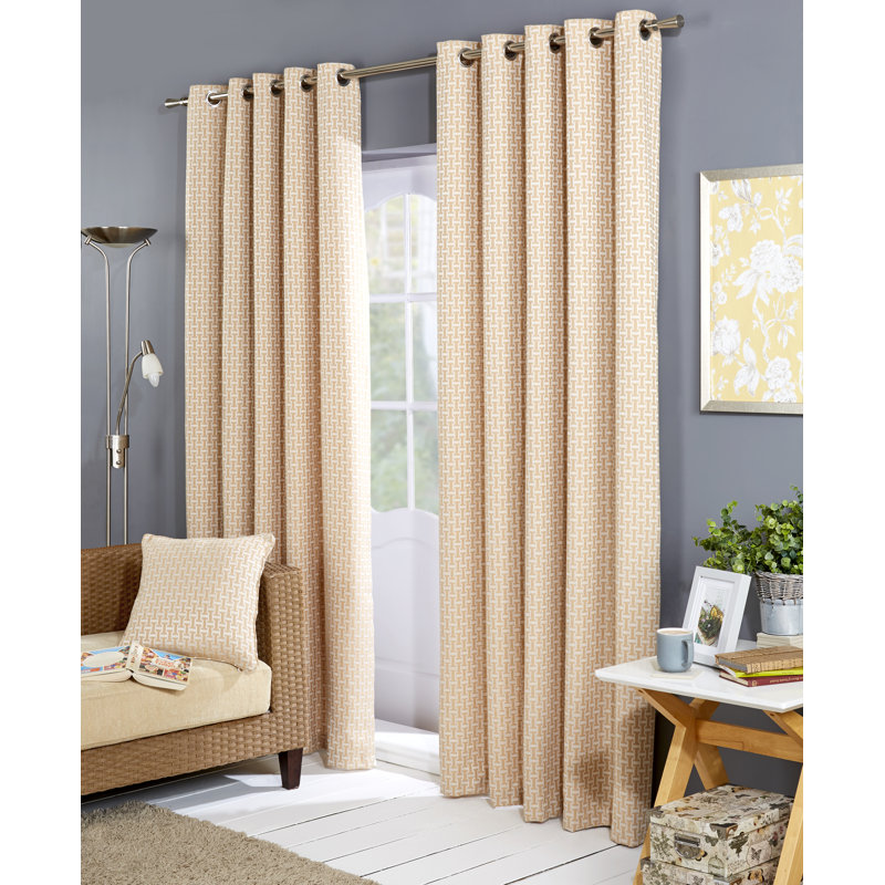 Aoibhi Eyelet Room Darkening Curtains, 228 W x 182 D cm, Ochre