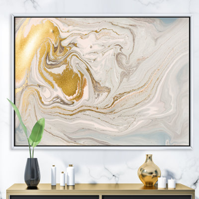 Pastel and Gold Glitter Marble - Reproduction d'art sur toile encadrée