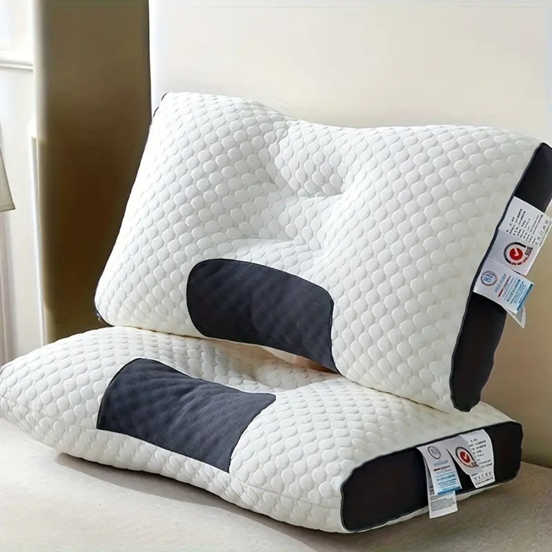 YBZ 3D Knitted Cotton Massage Pillow(1Pack), White/Black, Single