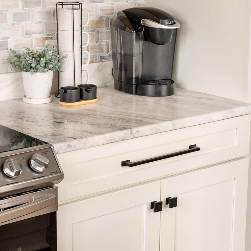 Brownstone Collection Square Knob - Cabinet Knob - Transitional Hardware for Drawers & Cabinets, Matte Black, 1-3/8"
