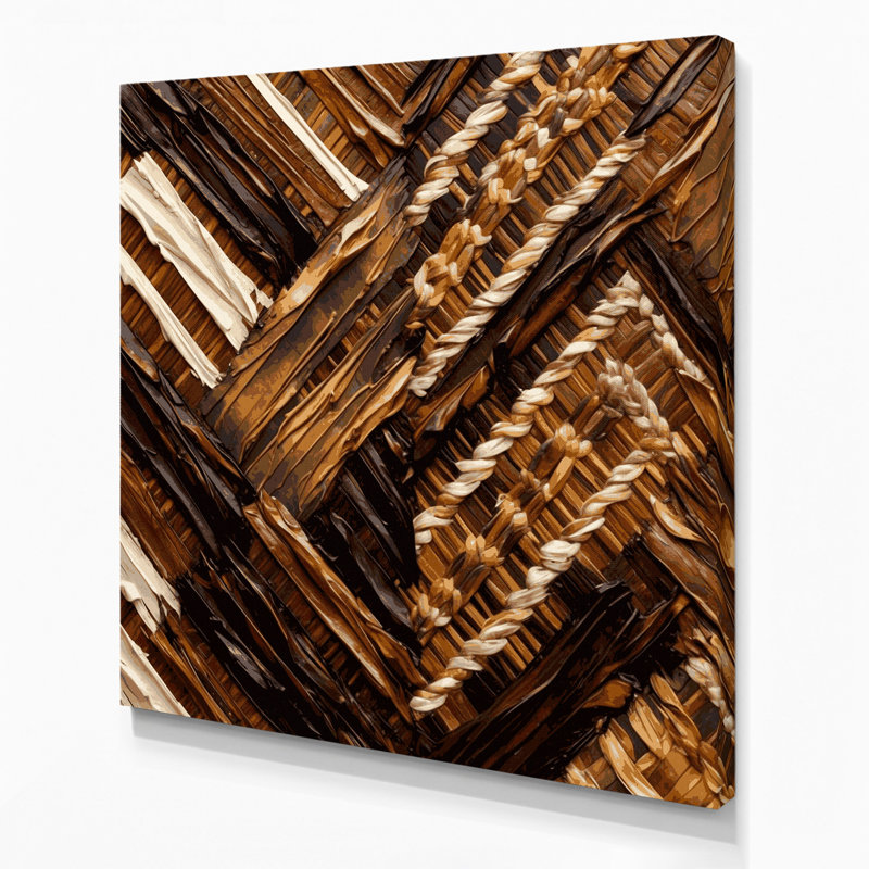 Hawaiian Lauhala, art mural sur toile brun, H 12 po x l 12 po