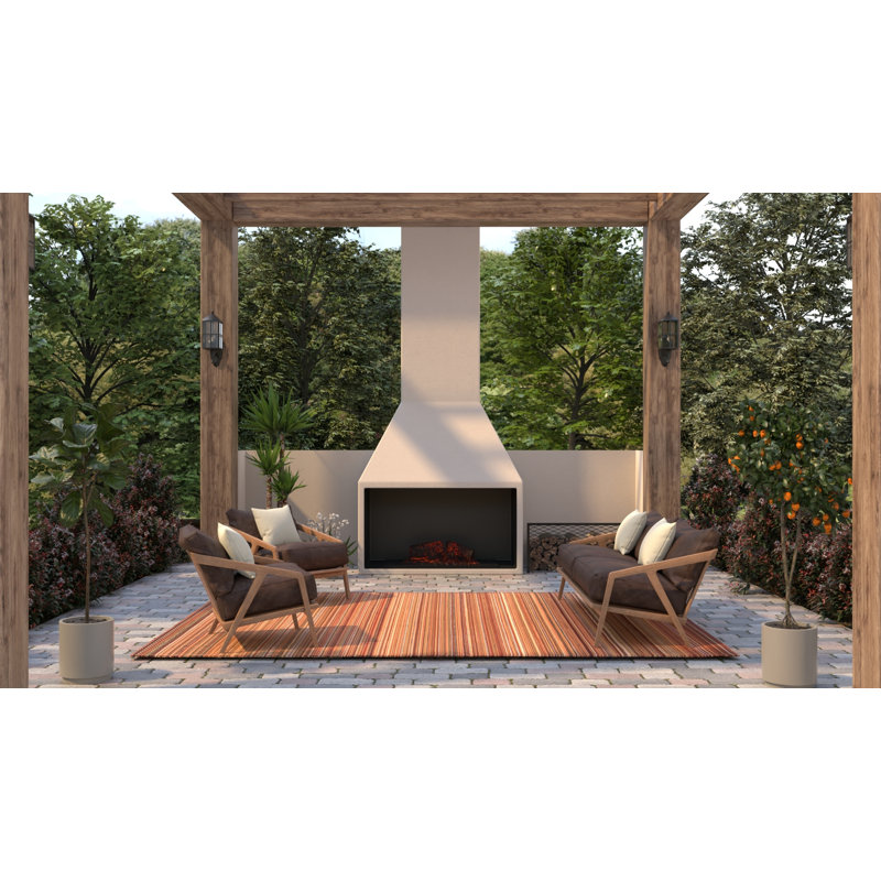 Striped Mixed Earth Tone Indoor/Outdoor Area Rug - Reversible, UV Resistant, 100% Recycled Material, Rectangle 4' x 6'