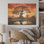 Baobab africain au coucher du soleil I - Art Baobab sur bois de pin naturel