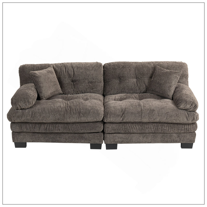 Canapé modulaire à deux places Canapé modulaire à assise profonde Canapé-lit en chenille Canapé-lit, Gris