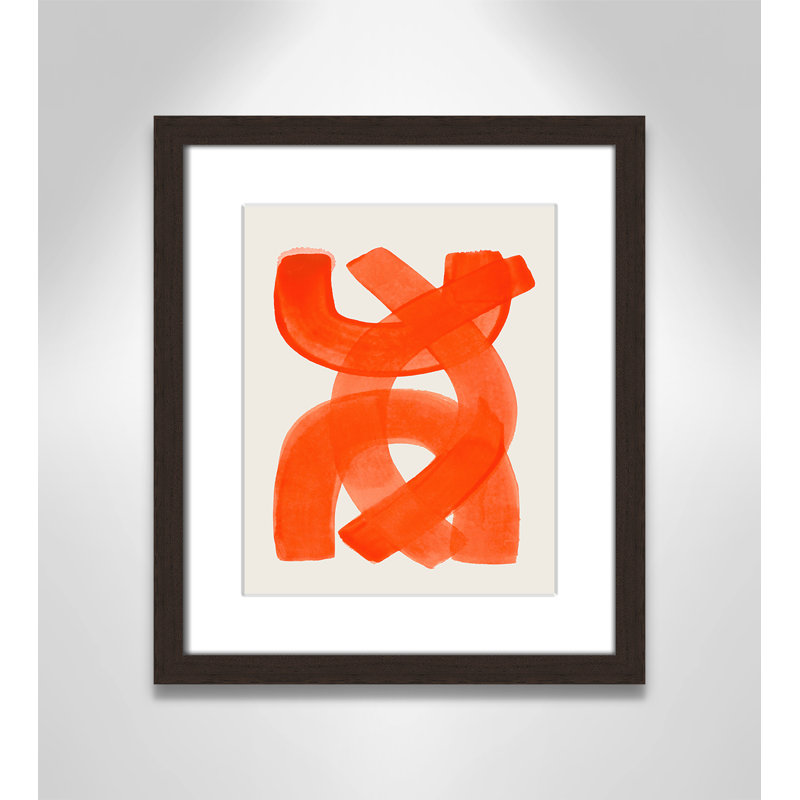 «Orange Strokes Print» par Haniff, Noyer à grain ouvert, Imprimé mat, L 13 po x H 15 po