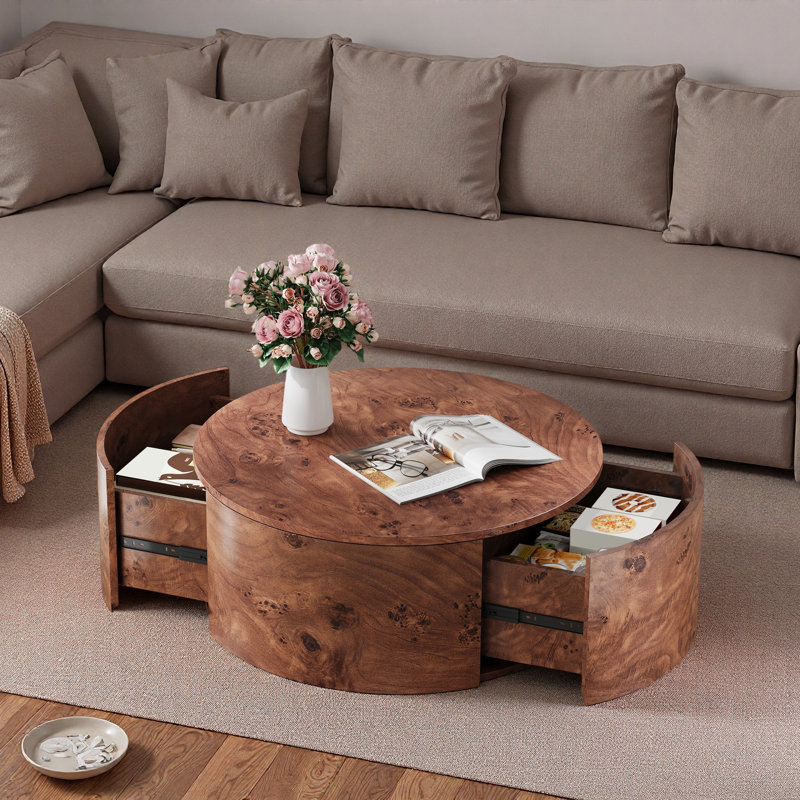 Table basse à 360 ° avec 2 tiroirs