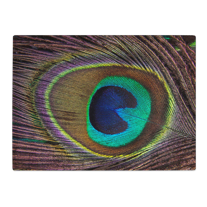 Peacock Feather  Glass Chopping Board