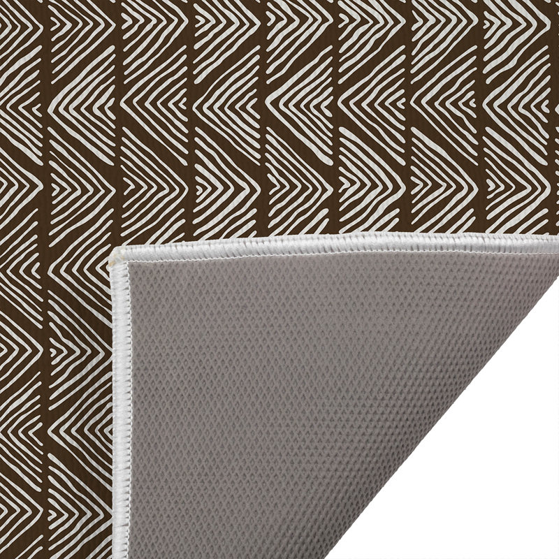 Tapis de toilette rectangulaire antidérapant à rayures Chev Wave, 24" W x 17" L, Mocha Brown Chevron