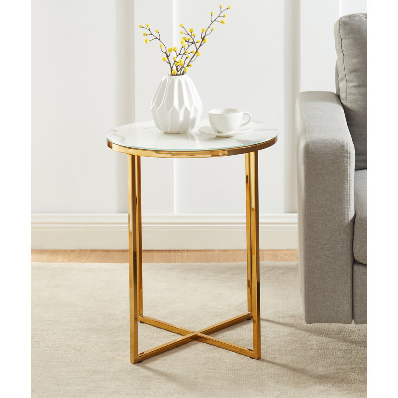 Table de bout tambour en verre ingwar