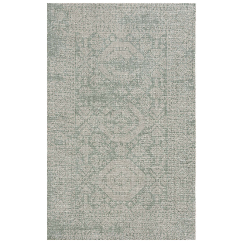 Alleine Hand Loomed Wool/Cotton Oriental Rug in Sage/Green, Rectangle 3' x 5'