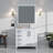 White Bath Vanity 36 In. W X 22 In. D, Right Offset And Carrara Marble Top-117978892
