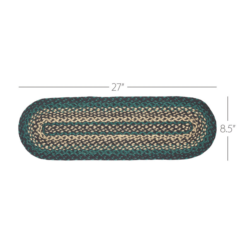 Tapis d'escalier vert pin / beige, Ovale 8,5 po x 2 pi 3 po