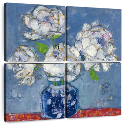 Vase de pivoines bleu Harnek
