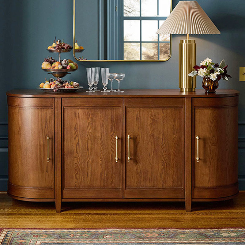 Armoire latérale de rangement semi-circulaire en chêne American-Style Vintage