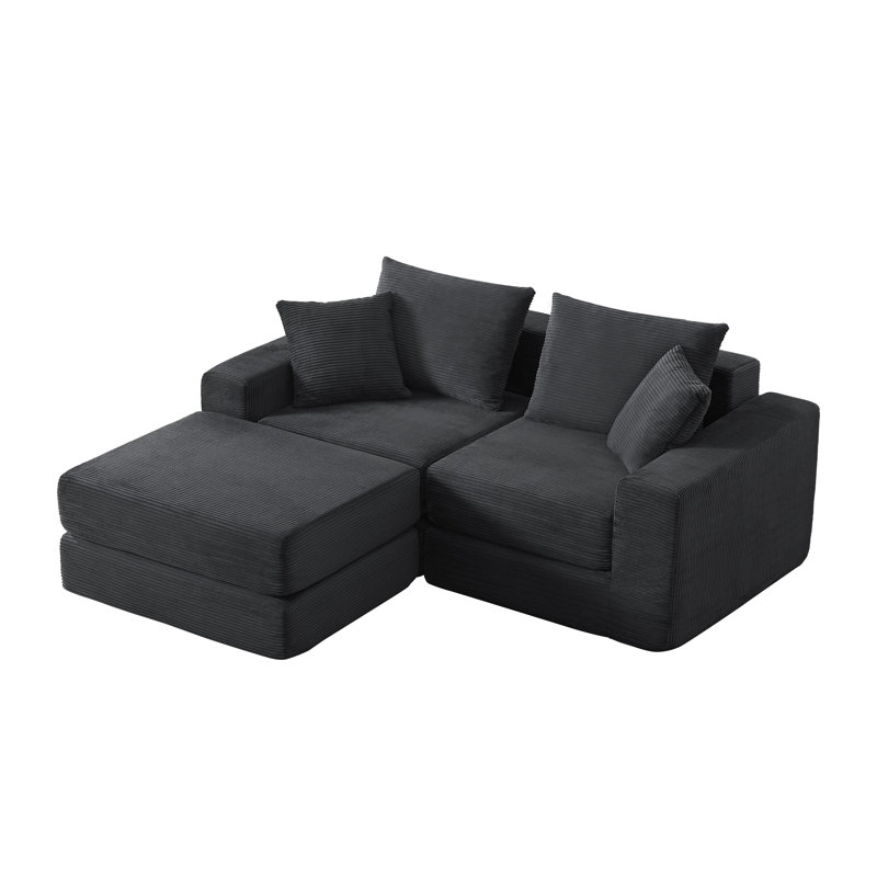 Canapé modulaire modulaire avec méridienne en forme de L - Canapé nuage gris foncé, canapé-lit confortable sans assemblage