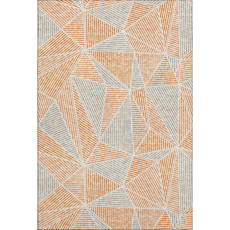 Tapis orange Cerrito lavable à la machine de qualité supérieure, Rectangle 9 pi x 12 pi