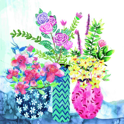 Pots de fleurs aquarelles