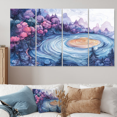 Forêt rose cristal ondule à travers les bois I - Art mural forêt - Art mural traditionnel pour le salon
