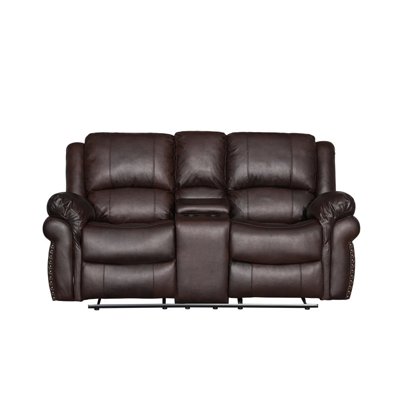 73'' Upholstered Reclining Loveseat, Brown Faux Leather