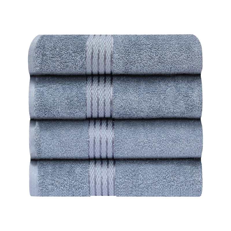 4-Piece Bath Towels Set, 100% Premium Cotton, 550 GSM 27x54 Inches, Greyish Blue