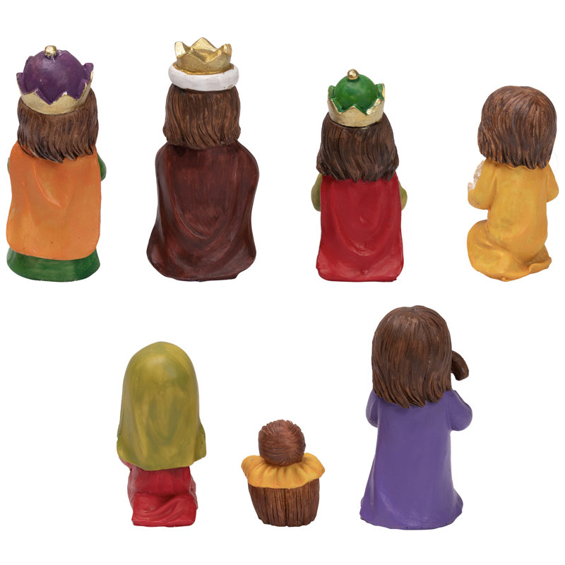 Ensemble de 7 mini-crèches de Noël pour enfants 7 pièces - 4 po - Multicolore