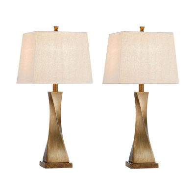 27'' Antique Gold Resin Table Lamp Set