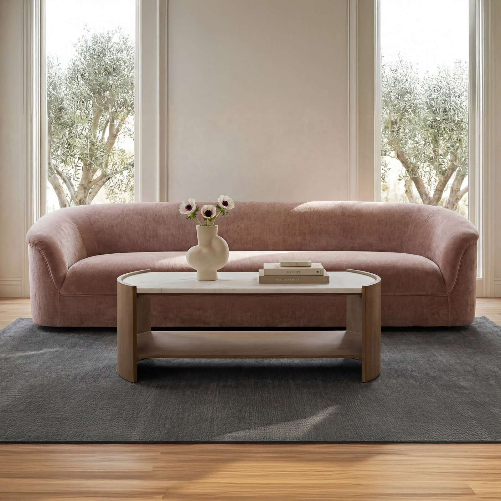 Arthur 109" Sofa, Pink