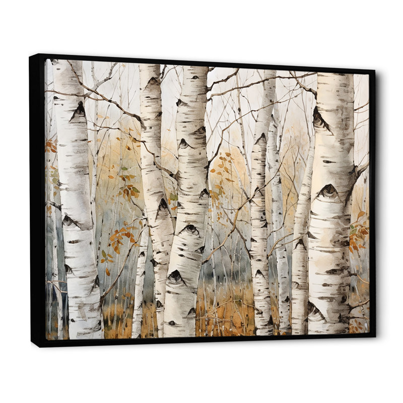 «Beige Silver Birch Tree Beauty III - Tree Birch», reproduction sur toile, Cadre flottant noir, H 24 po x l 32 po x P 1 po