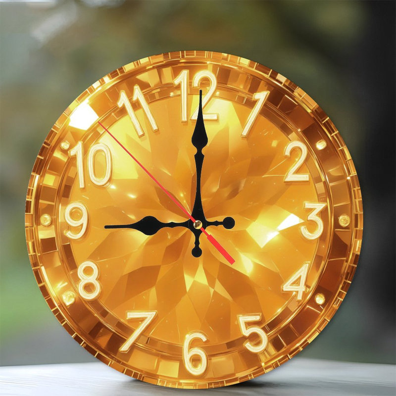 Horloge à facettes dorées avec chiffres