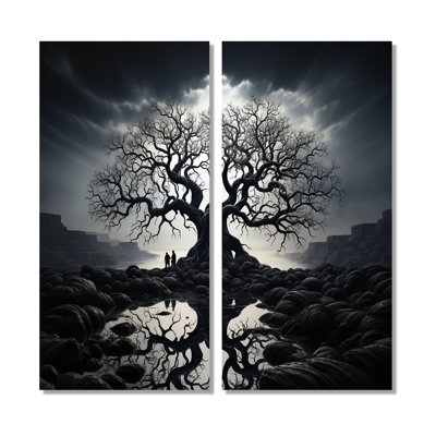 Le contraste arbre monochrome II - grand arbre monochrome, art mural