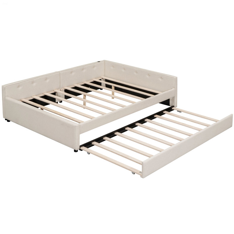 Upholstered Platform Bed With USB And Trundle